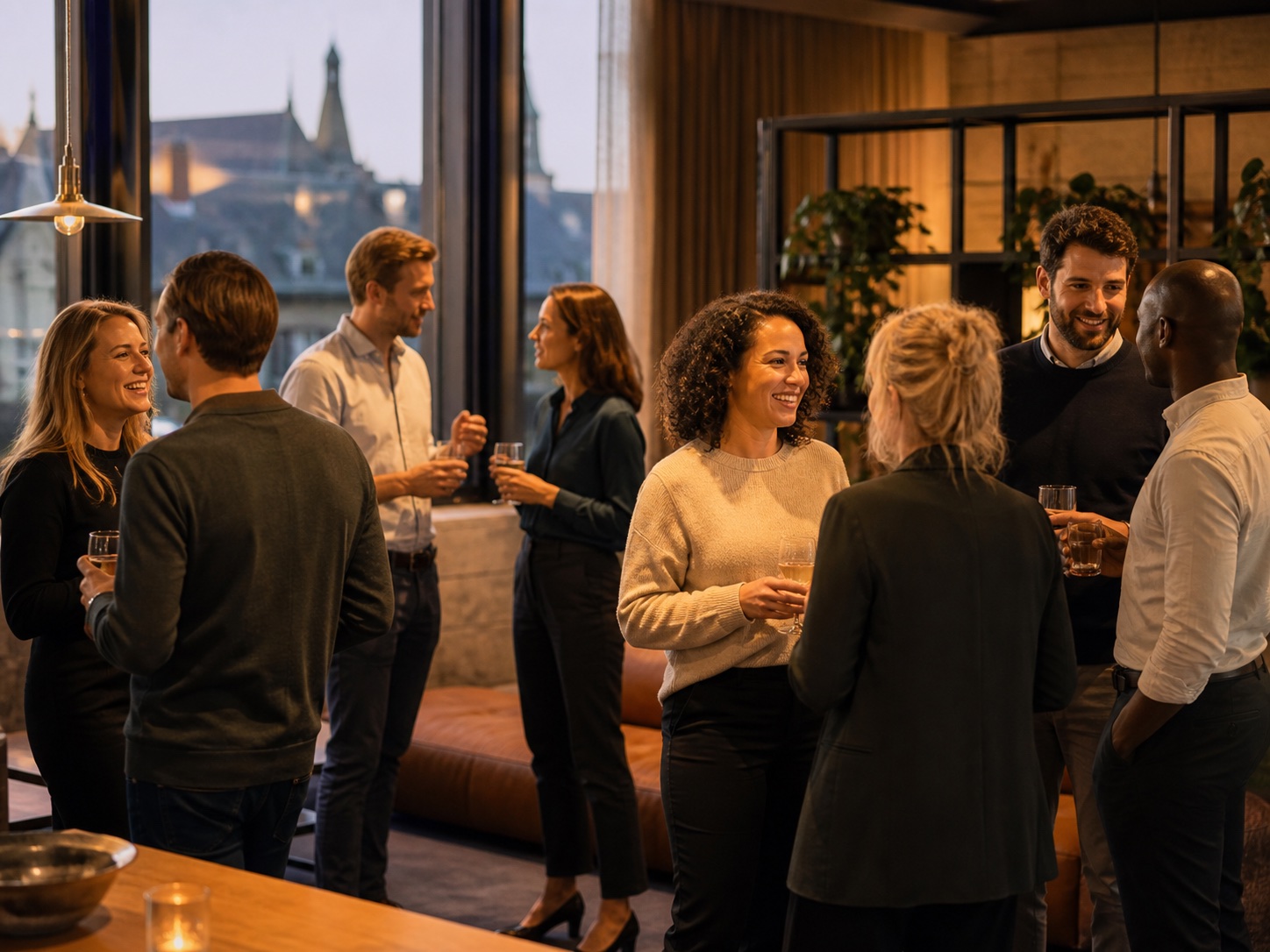 Collega’s praten samen tijdens een informele borrel